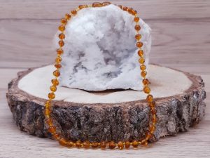 Collier pour bébé en perles naturelles, Ambre cognac