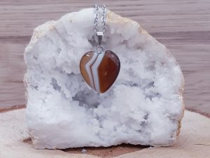 Pendentif cœur 20mm Agate Botswana