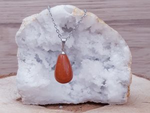 Pendentif goutte 20mm Jaspe rouge