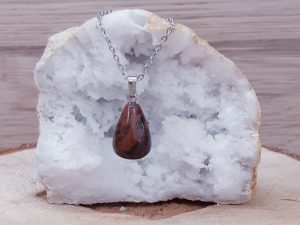 Pendentif goutte 20mm Obsidienne acajou
