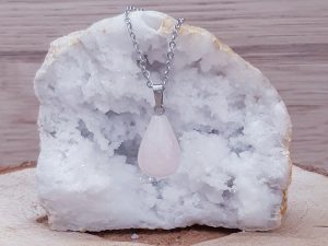 Pendentif goutte 20mm Quartz rose