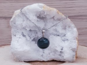Pendentif médaillon 14mm Agate mousse