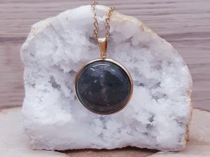 Pendentif médaillon 25mm Agate mousse