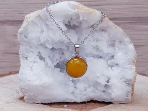 Pendentif médaillon 14mm Aventurine orange