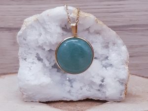Pendentif médaillon 25mm Aventurine verte