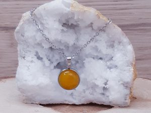 Pendentif médaillon 14mm Calcite orange