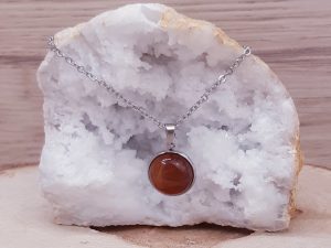 Pendentif médaillon 14mm Cornaline
