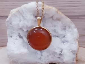 Pendentif médaillon 25mm Cornaline
