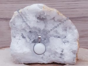 Pendentif médaillon 14mm Cristal de roche