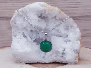 Pendentif médaillon 14mm Jade vert
