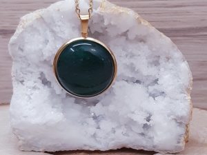 Pendentif médaillon 25mm Jade vert