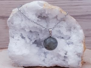 Pendentif médaillon 14mm Labradorite