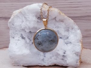Pendentif médaillon 25mm Labradorite