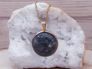 Pendentif médaillon 25mm Larvikite