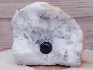 Pendentif médaillon 14mm Onyx