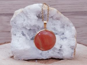 Pendentif médaillon 25mm Tourmaline melon d'eau