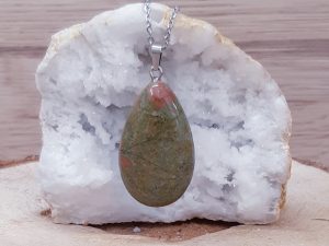Pendentif goutte 40mm Unakite