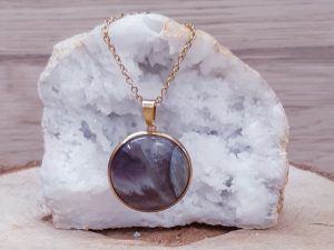 Pendentif médaillon 25mm Améthyste