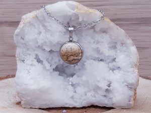 Pendentif médaillon 14mm Jaspe paysage