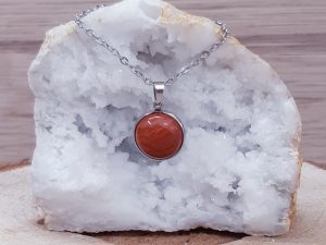 Pendentif médaillon 14mm Jaspe rouge