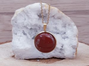 Pendentif médaillon 25mm Jaspe rouge