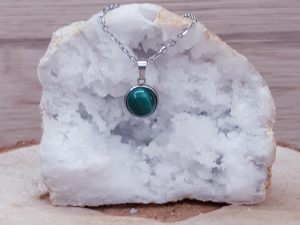 Pendentif médaillon 10mm Malachite