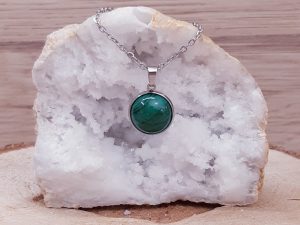 Pendentif médaillon 14mm Malachite