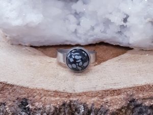 Bague 10mm Obsidienne neige