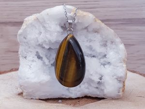 Pendentif goutte 40mm Œil de tigre