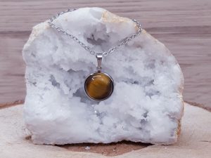 Pendentif médaillon 14mm Œil de tigre