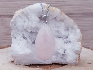 Pendentif goutte 40mm Quartz rose