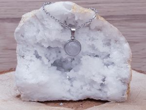 Pendentif médaillon 10mm Quartz rose