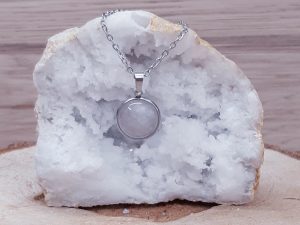 Pendentif médaillon 14mm Quartz rose