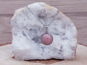 Pendentif médaillon 14mm Rhodonite