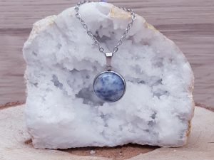 Pendentif médaillon 14mm Sodalite