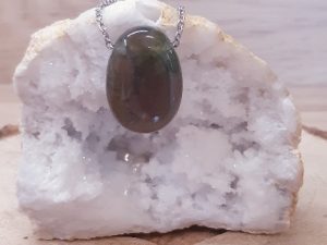Pendentif pierre percée Agate mousse