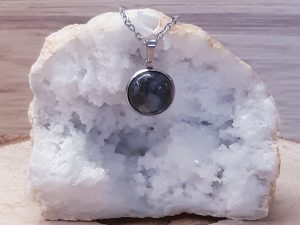 Pendentif médaillon 14mm Larvikite